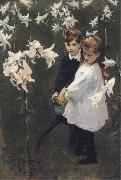 John Singer Sargent Garden Study of the Vickers Children Spain oil painting artist